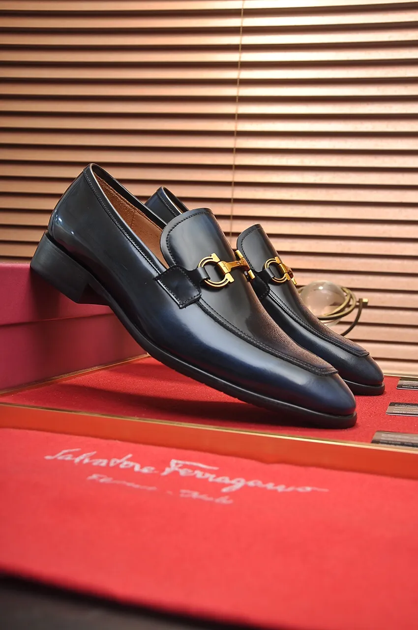 Men's shoes 💰500💶[Ferragamo/Ferragamo] The latest model in the counter. Original imported high-quality cowhide with open edges + imported 🐂 water-dyed cowhide lining + original luxury metal buckle + original combined outsole. Comparison without pressure 38--45 (45 is custom-made and cannot be returned or exchanged)